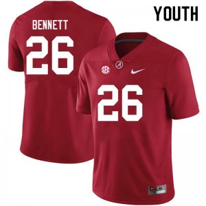 NCAA Youth Alabama Crimson Tide #26 Jonathan Bennett Stitched College 2021 Nike Authentic Crimson Football Jersey SR17C20JU